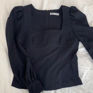 Zara puff sleeve black top